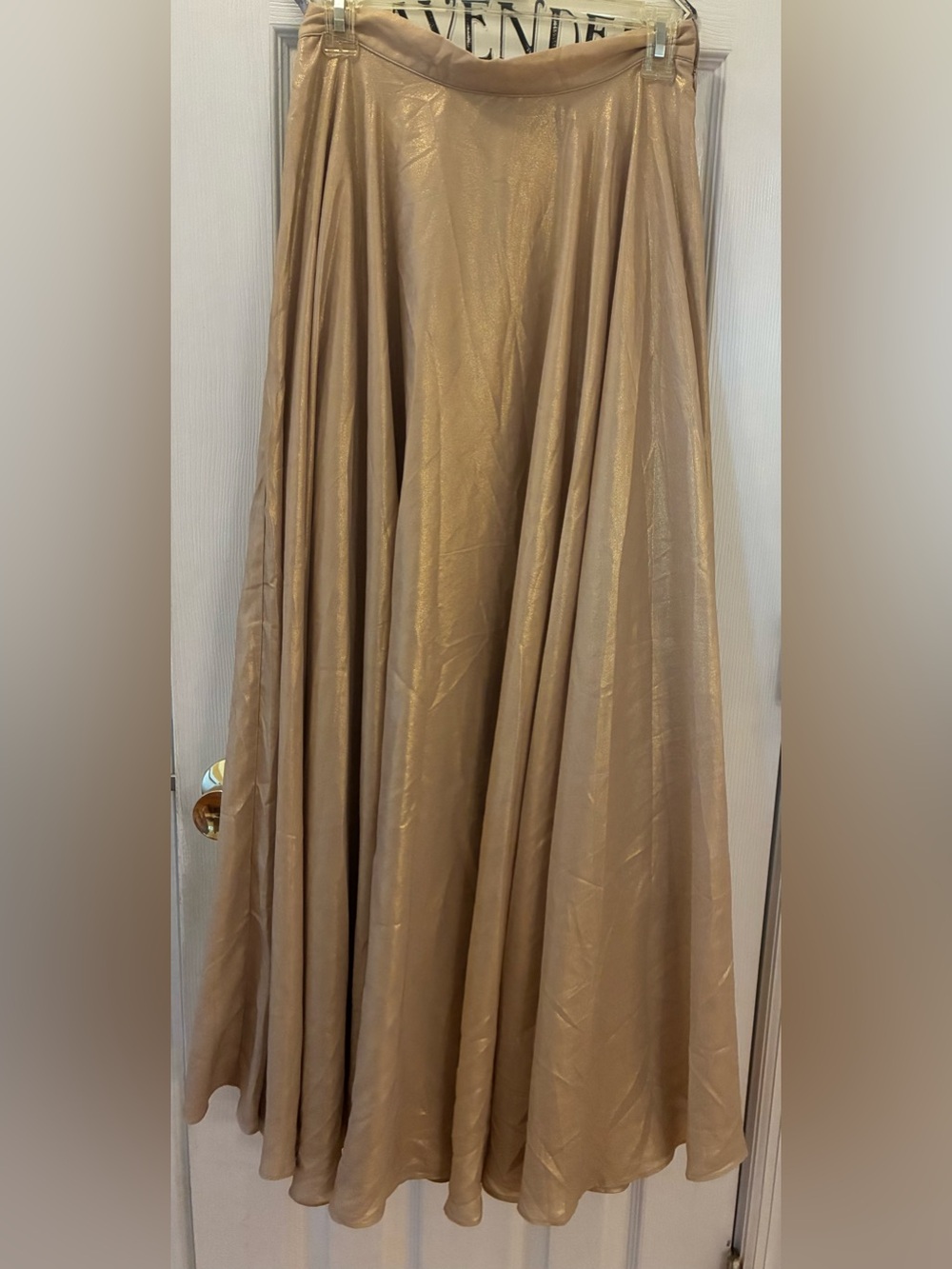 Elegant Cream Metallic Maxi Skirt